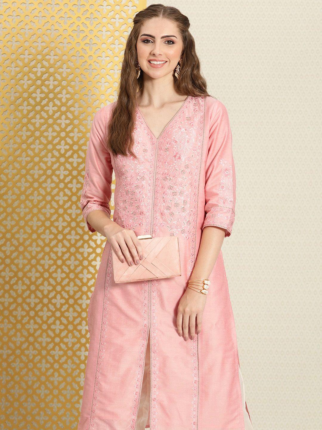 house of pataudi floral embroidered pastels jashn kurta