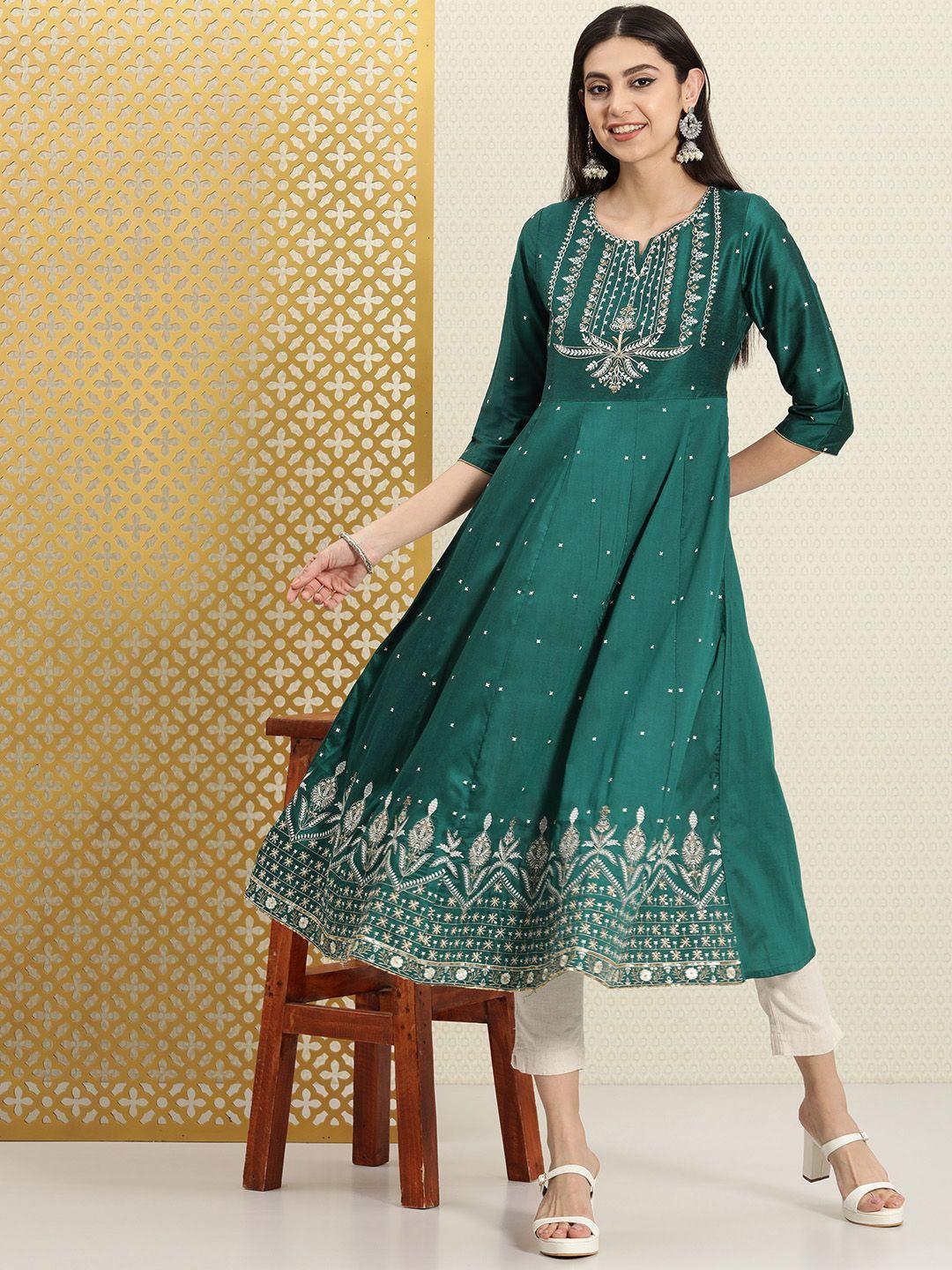 house of pataudi floral sequined zari work anarkali jashn kurta