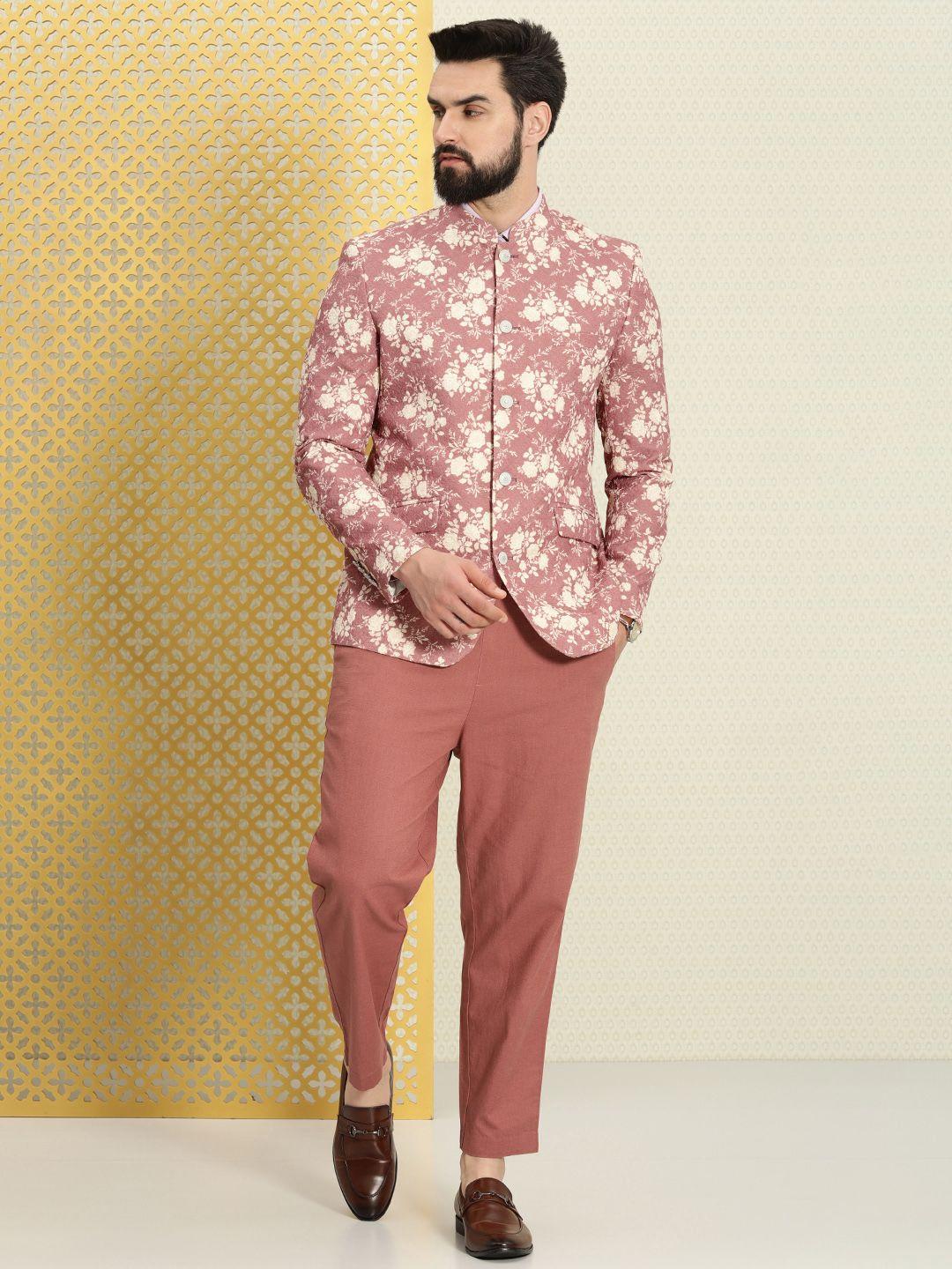 house of pataudi floral thread work bandhgala jashn blazer