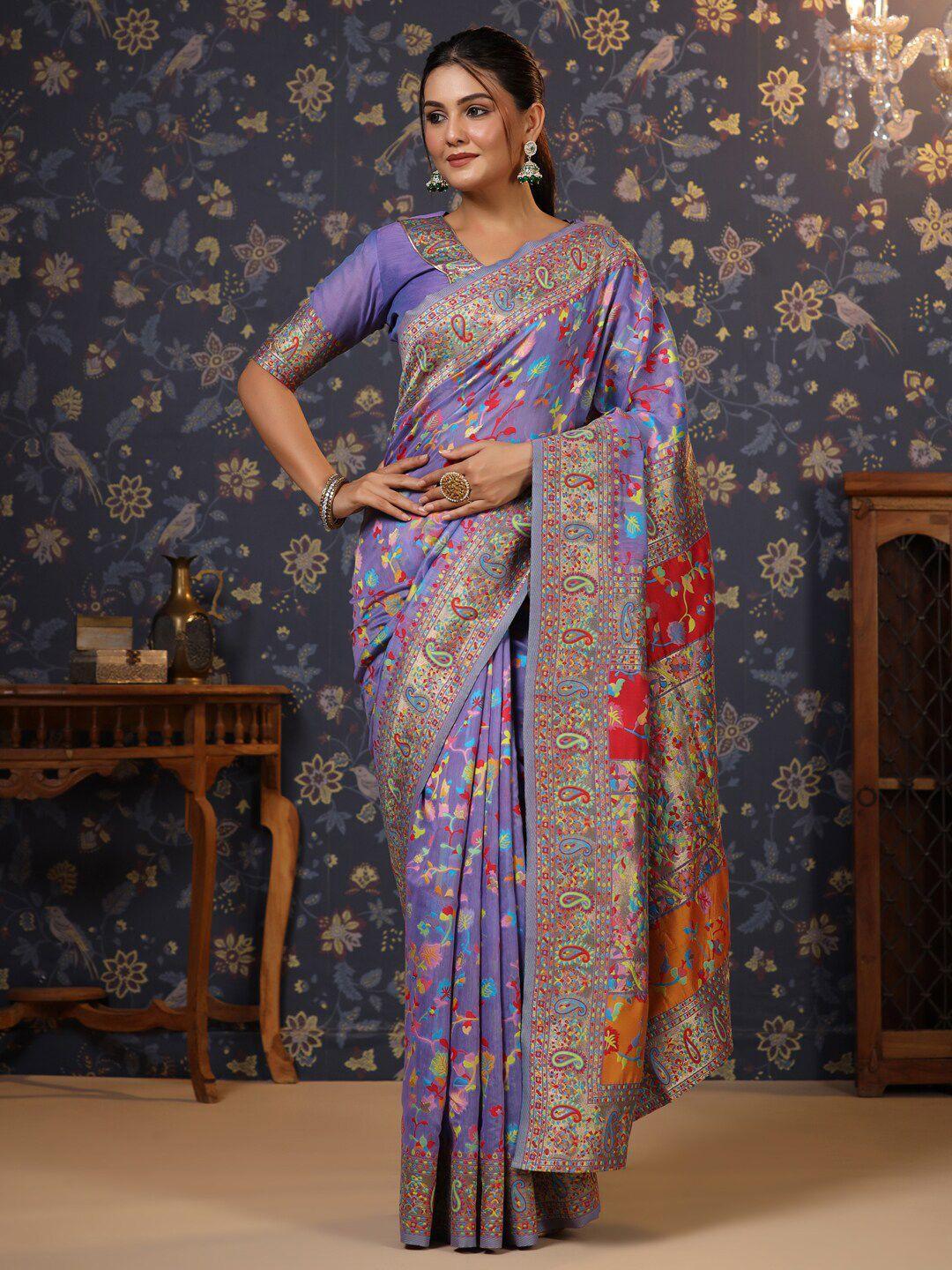 house of pataudi floral woven design zari banarasi saree