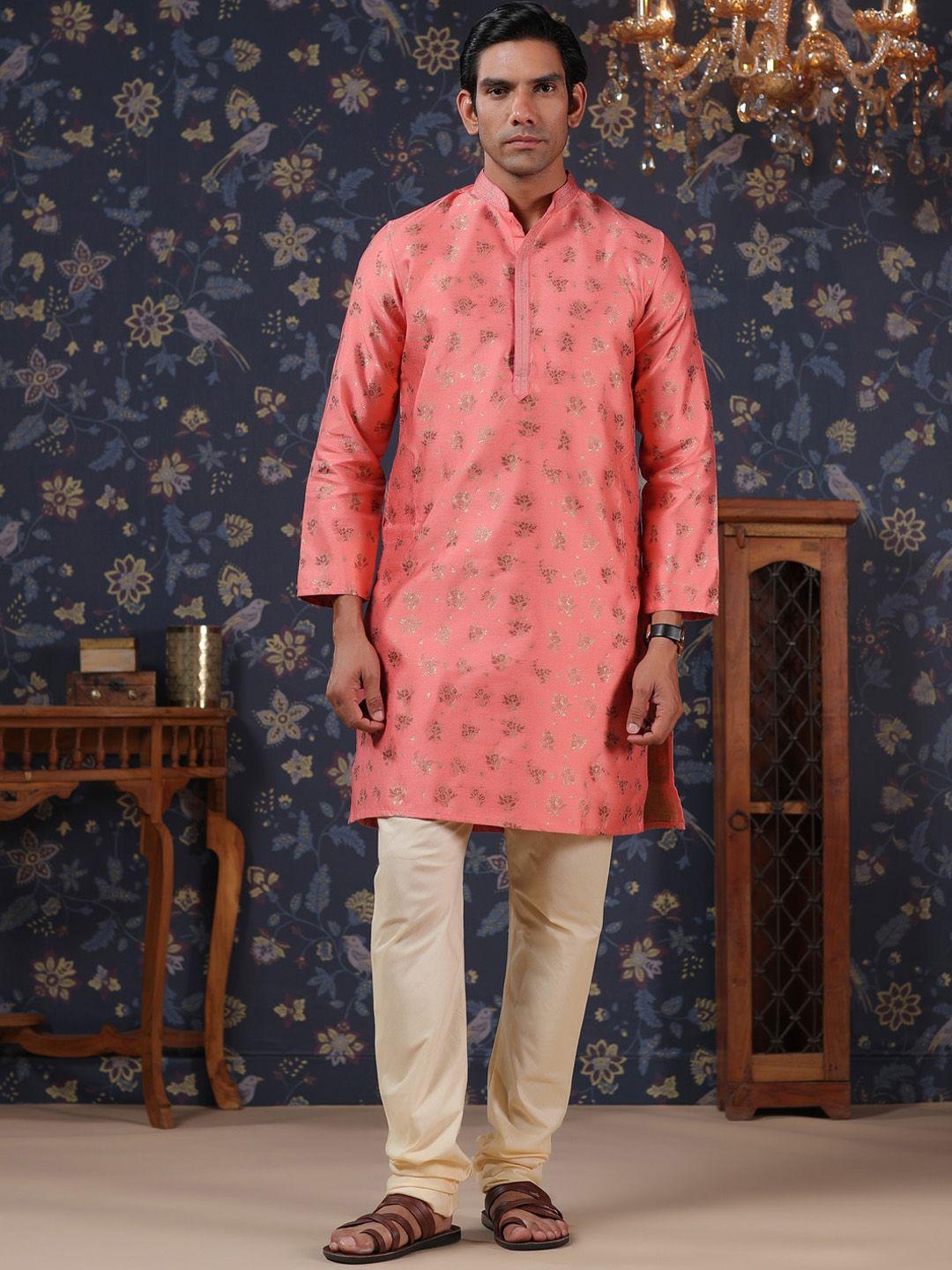 house of pataudi foil printed kurta with pyjama