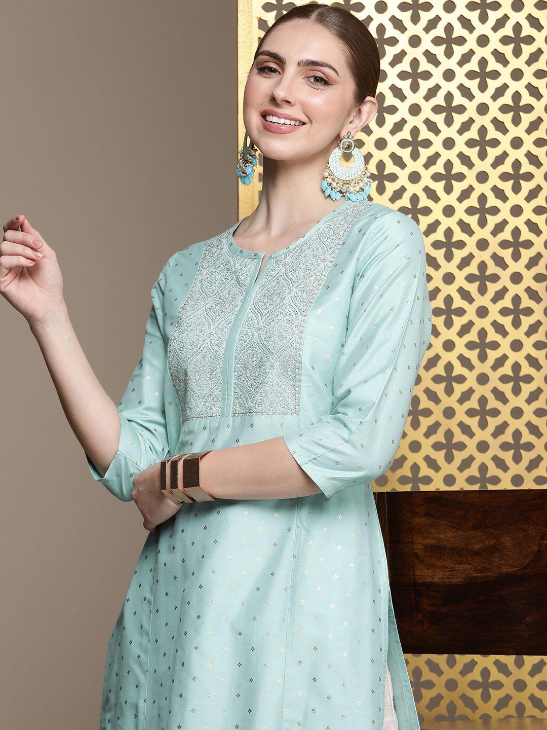 house of pataudi geometric printed zari detail jashn kurta