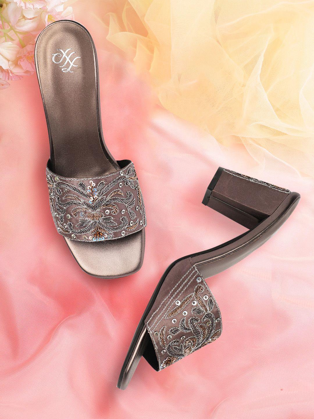 house of pataudi grey embellished open toe heels