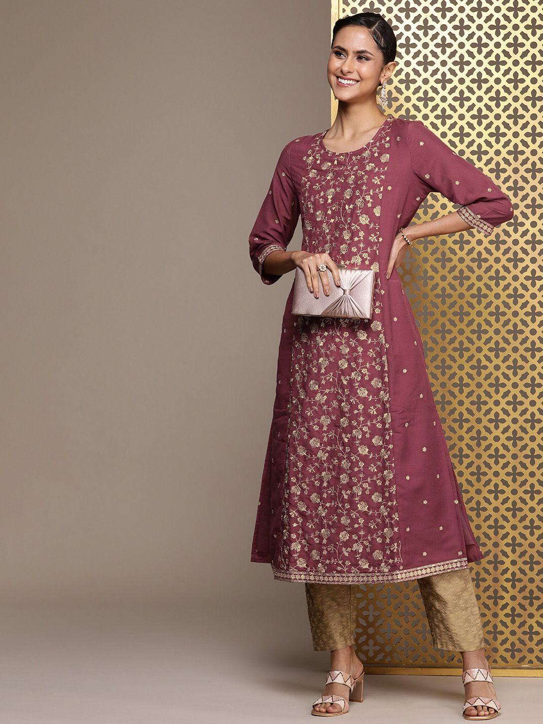 house of pataudi jashn ethnic motifs embroidered thread work kurta