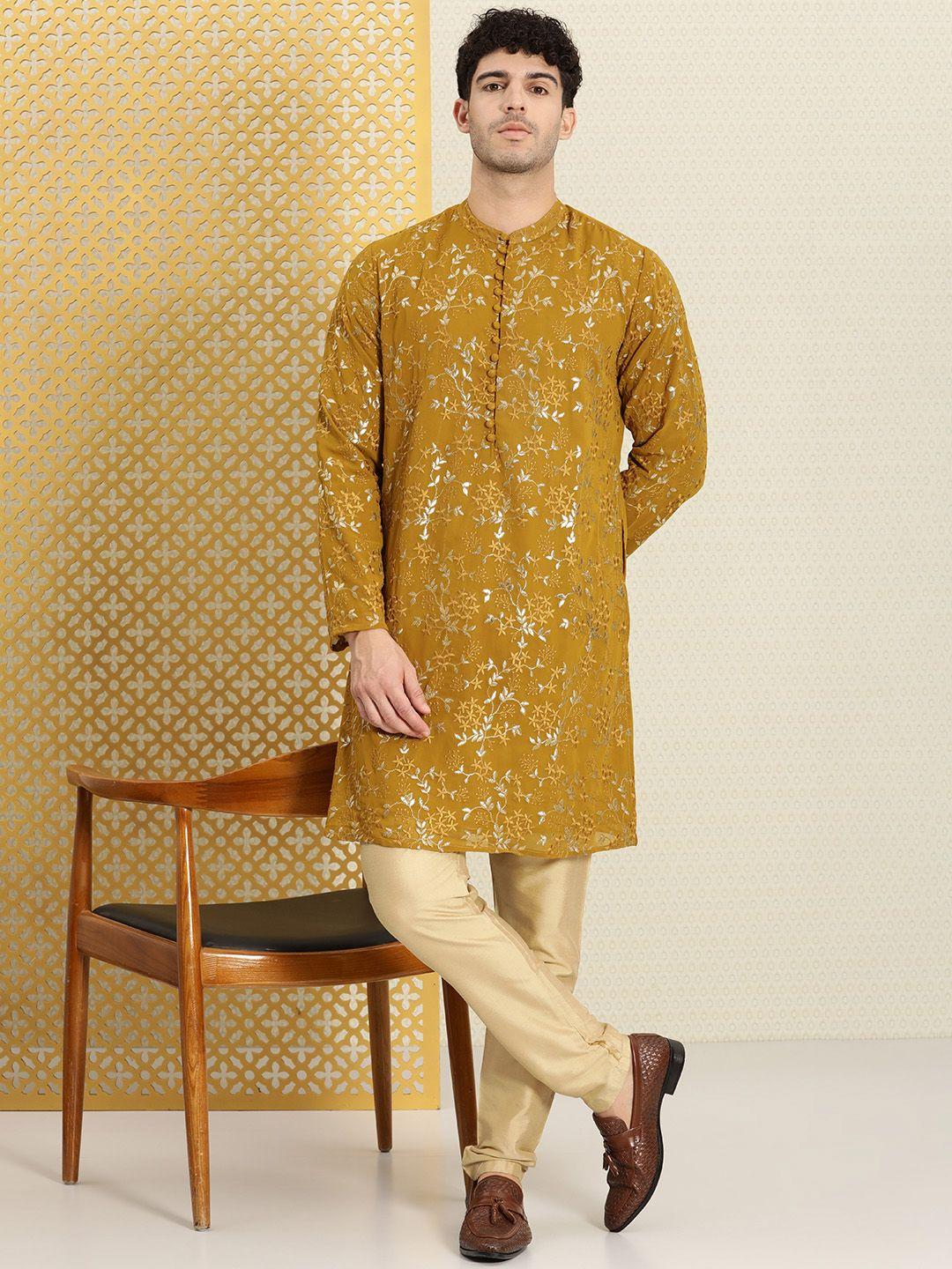 house of pataudi jashn floral embroidered zari work kurta