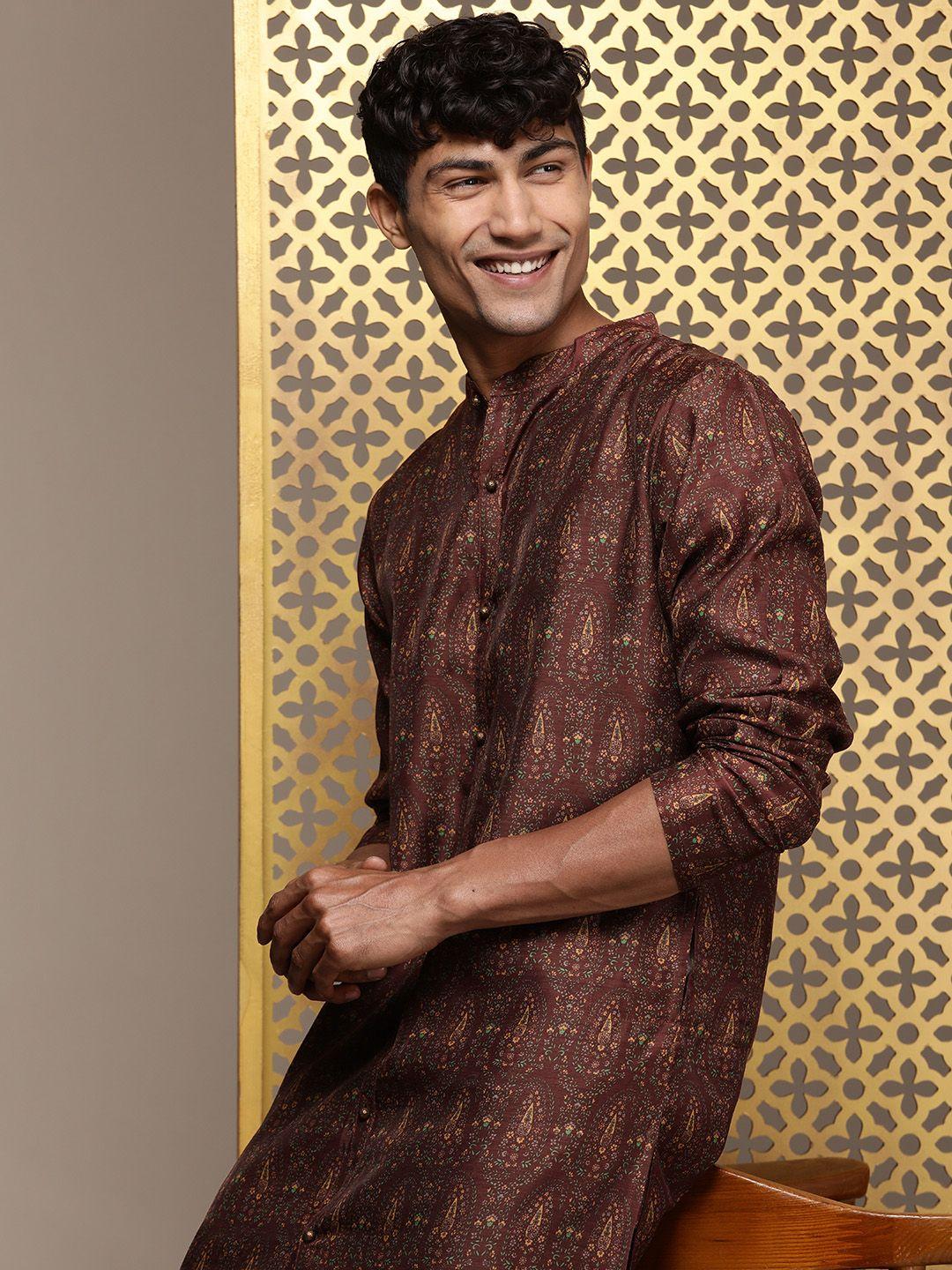 house of pataudi jashn men ethnic motifs printed kurta