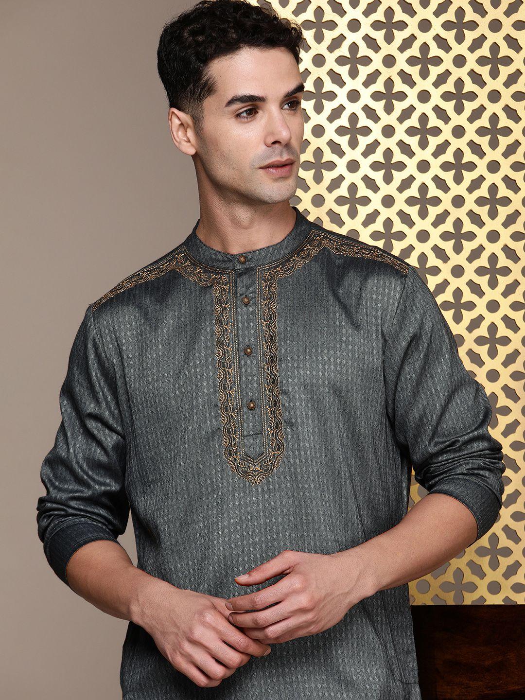 house of pataudi jashn woven design kurta with churidar