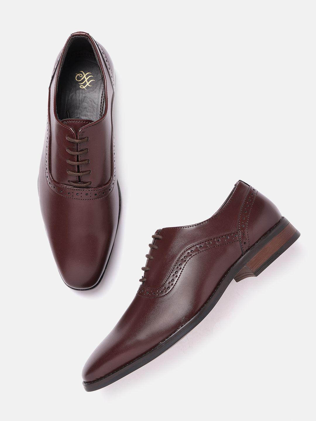 house of pataudi men burgundy handcrafted solid leather formal oxfords