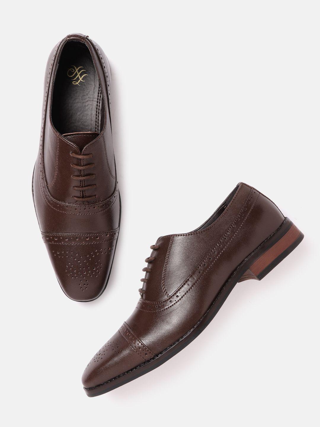 house of pataudi men coffee brown handcrafted formal oxfords