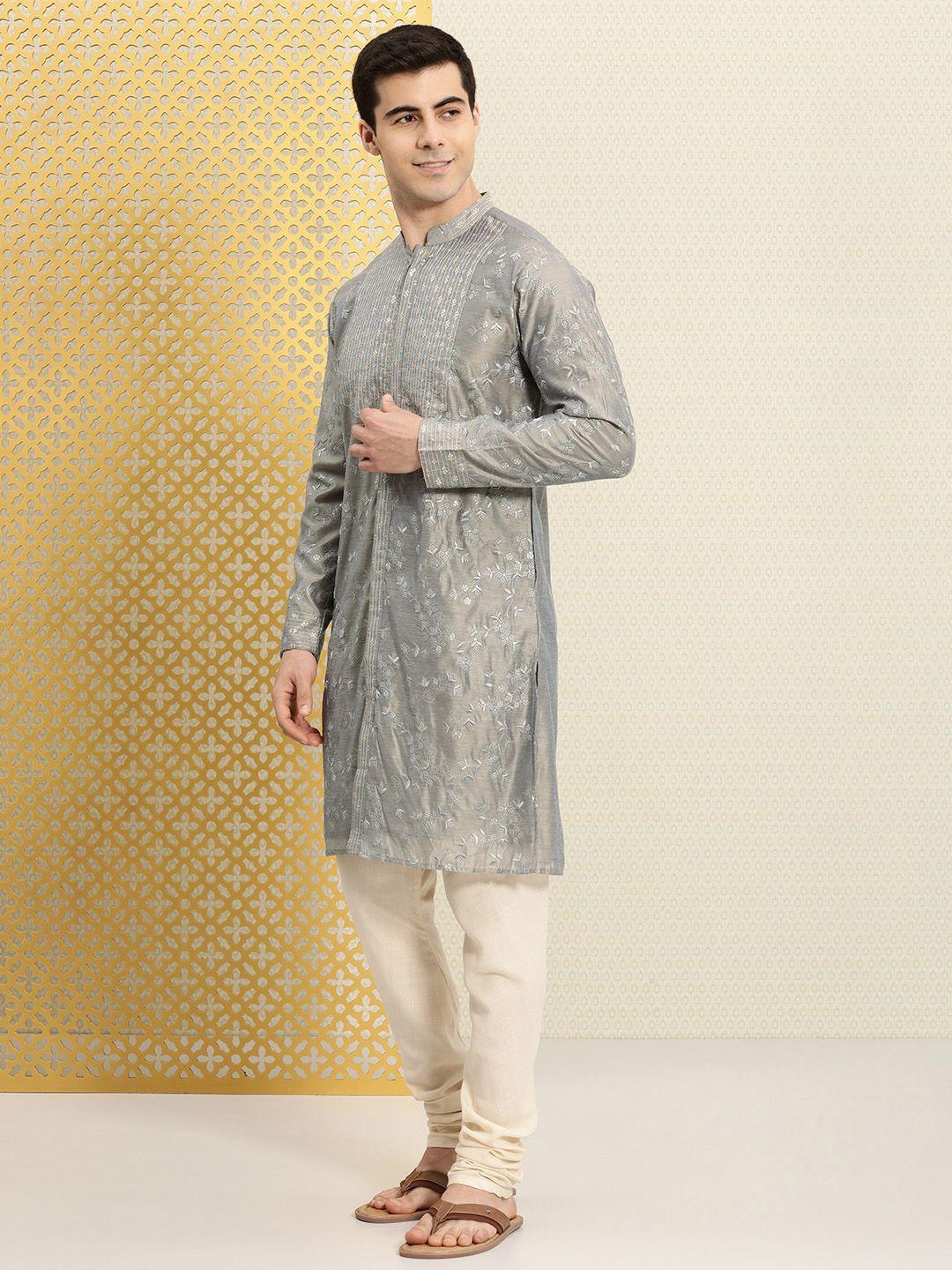 house of pataudi men embroidered jashn kurta