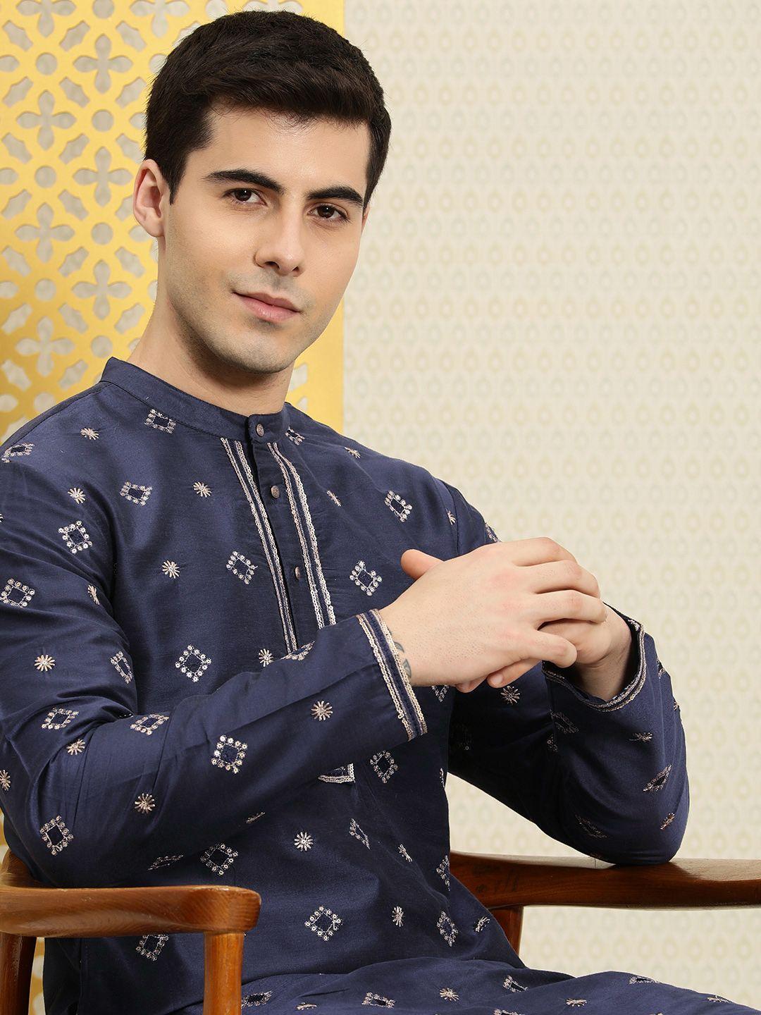 house of pataudi men embroidered jashn kurta