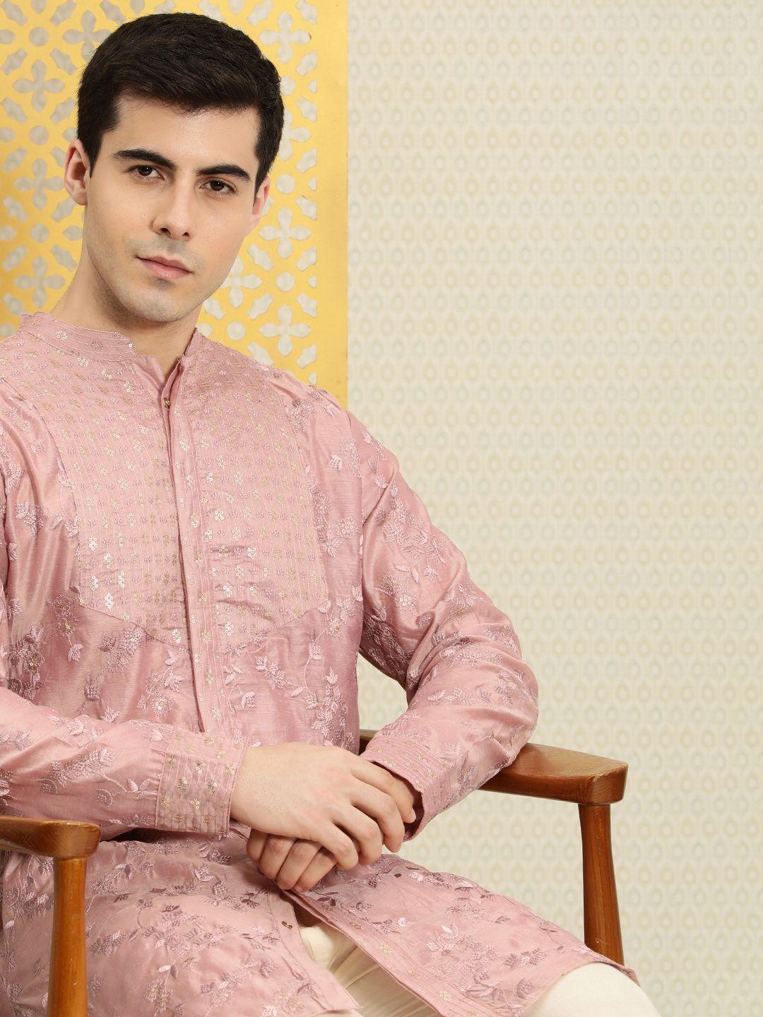 house of pataudi men embroidered kurta