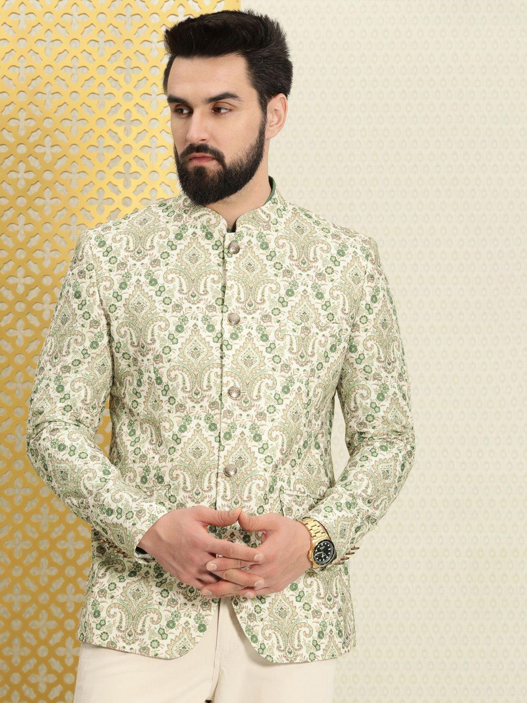 house of pataudi men ethnic motifs thread work bandhgala jashn blazer