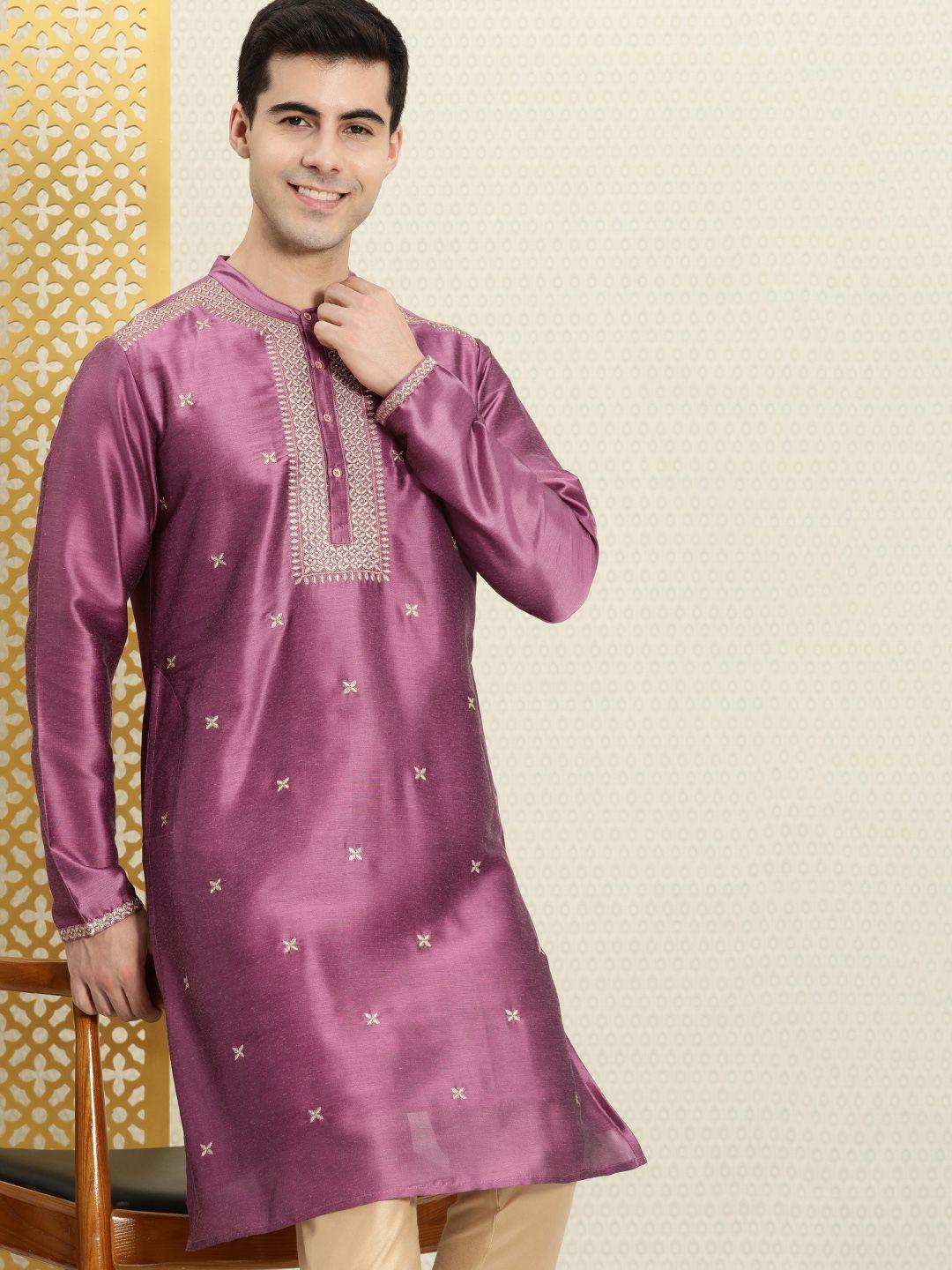 house of pataudi men ethnic motifs yoke design rozana kurta