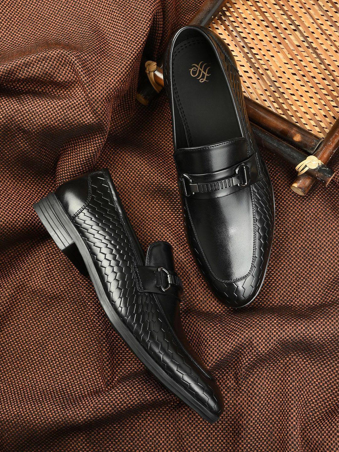 house of pataudi men formal faux leather loafers