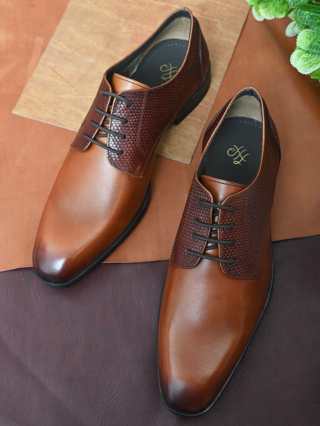 house of pataudi men genuine leather formal derby shoes