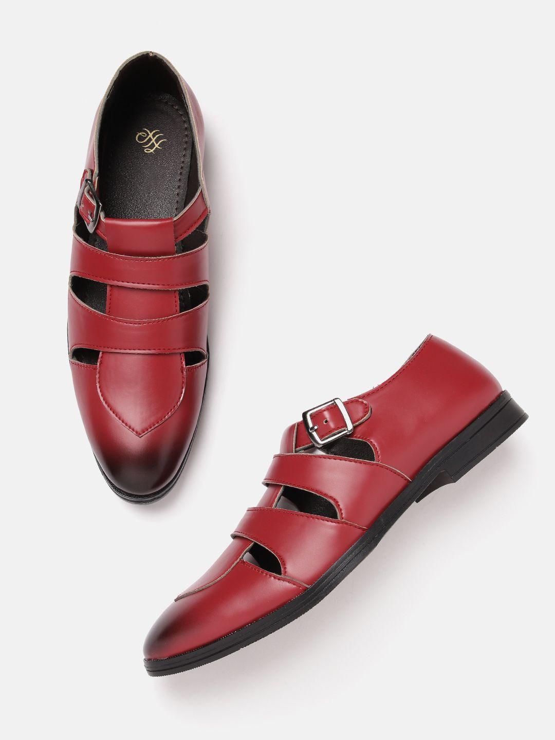 house of pataudi men handcrafted shoe-style sandals