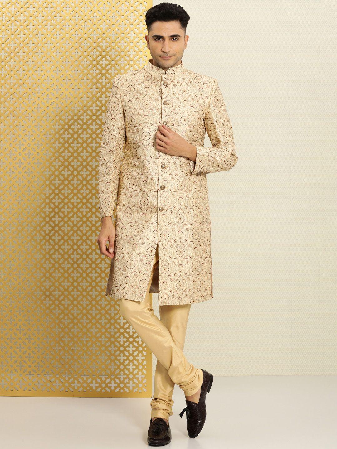 house of pataudi men jashn zari work sherwani set