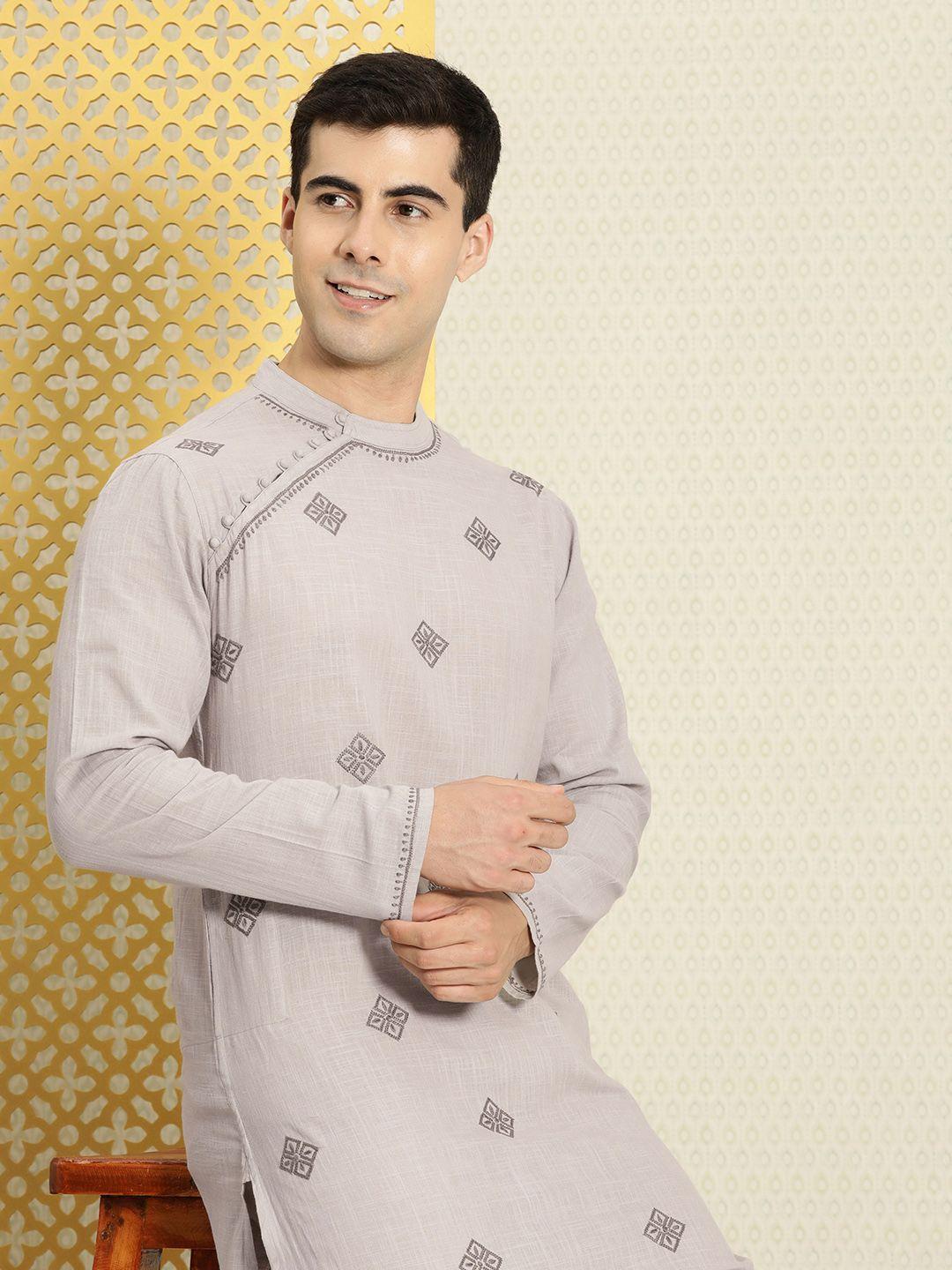 house of pataudi men pure cotton ethnic motifs embroidered jashn kurta