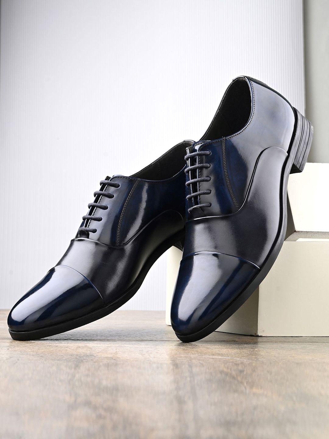 house of pataudi men textured formal oxfords