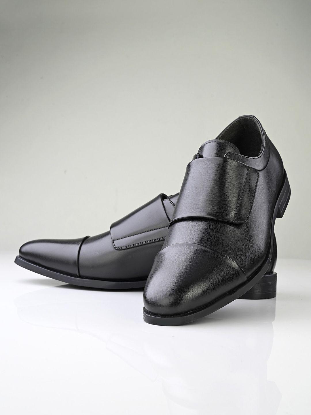 house of pataudi men textured formal slip on shoes