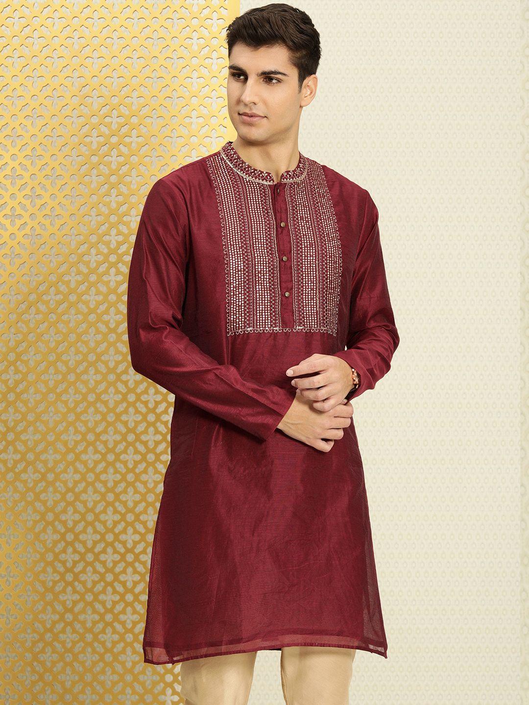 house of pataudi men yoke design long sleeves jashn kurta