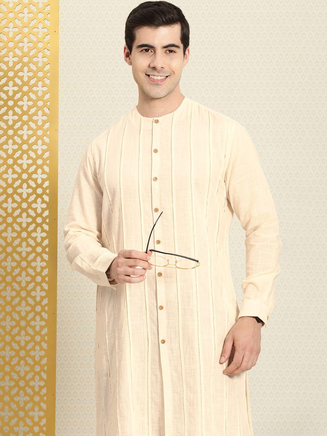 house of pataudi pleated pure cotton kurta