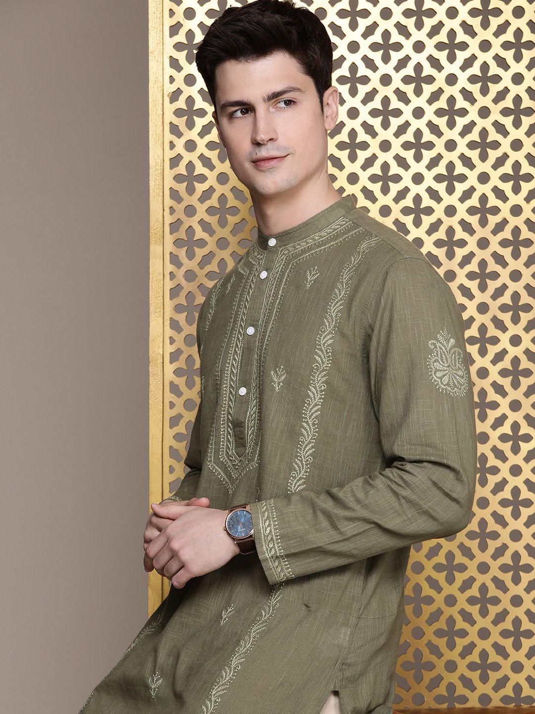 house of pataudi pure cotton embroidered jashn kurta