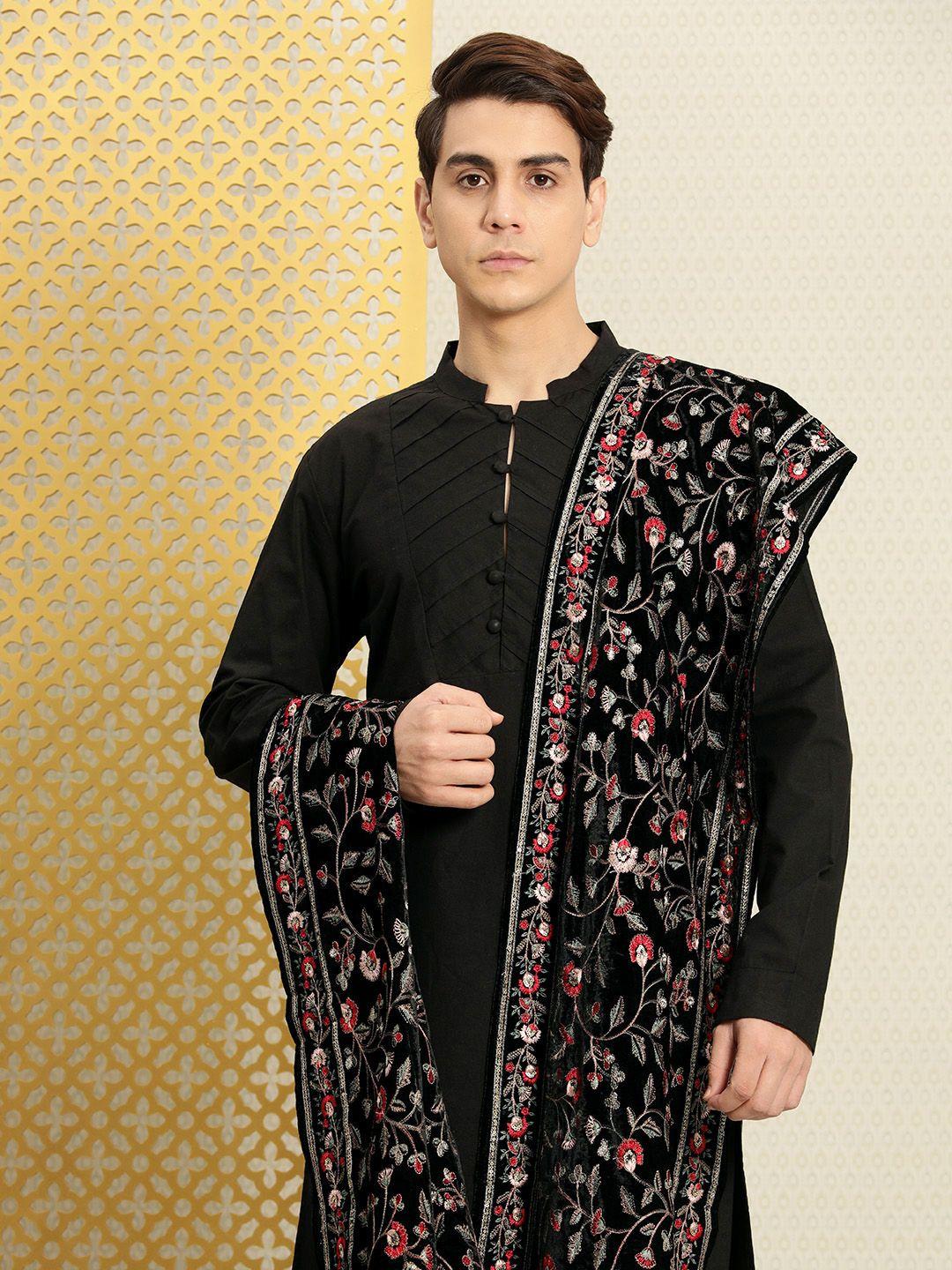 house of pataudi regular pure cotton jashn kurta with churidar & embroidered dupatta