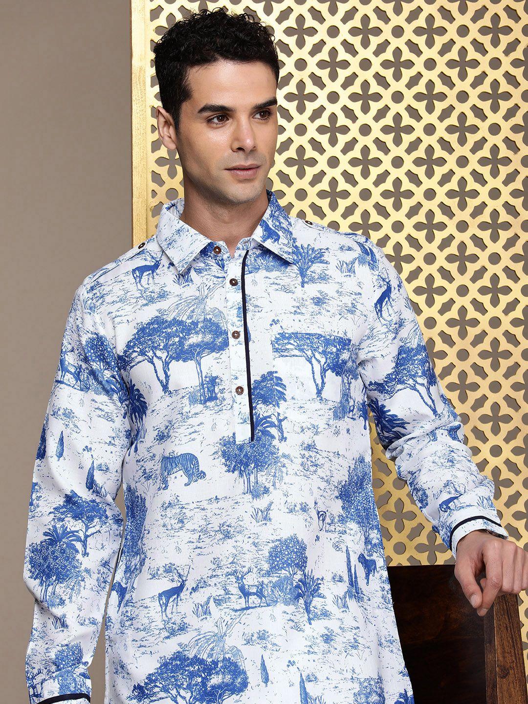 house of pataudi shirt collar tribal printed jashn kurta