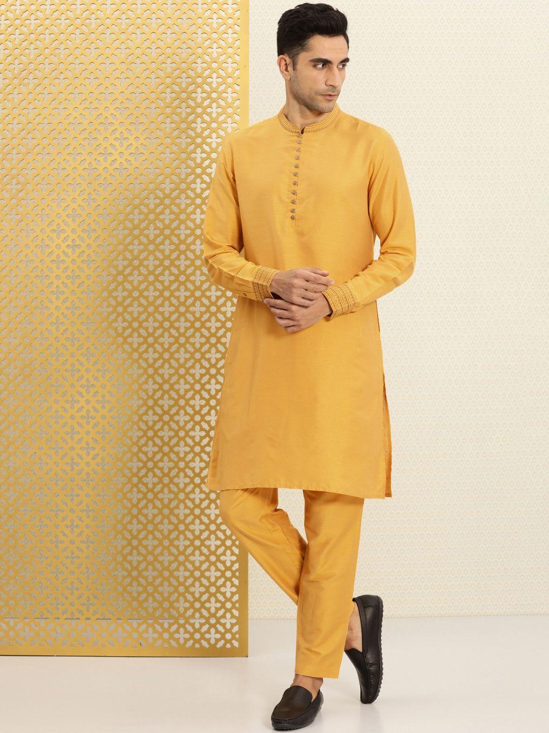 house of pataudi solid regular jashn kurta with trousers