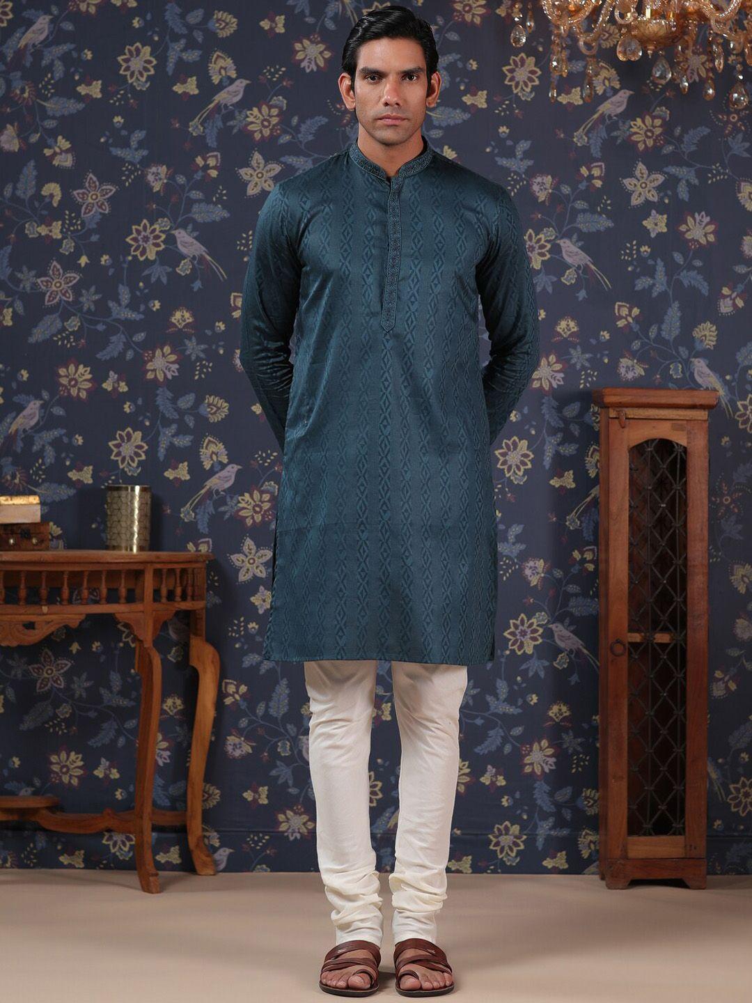 house of pataudi striped straight kurta with churidar