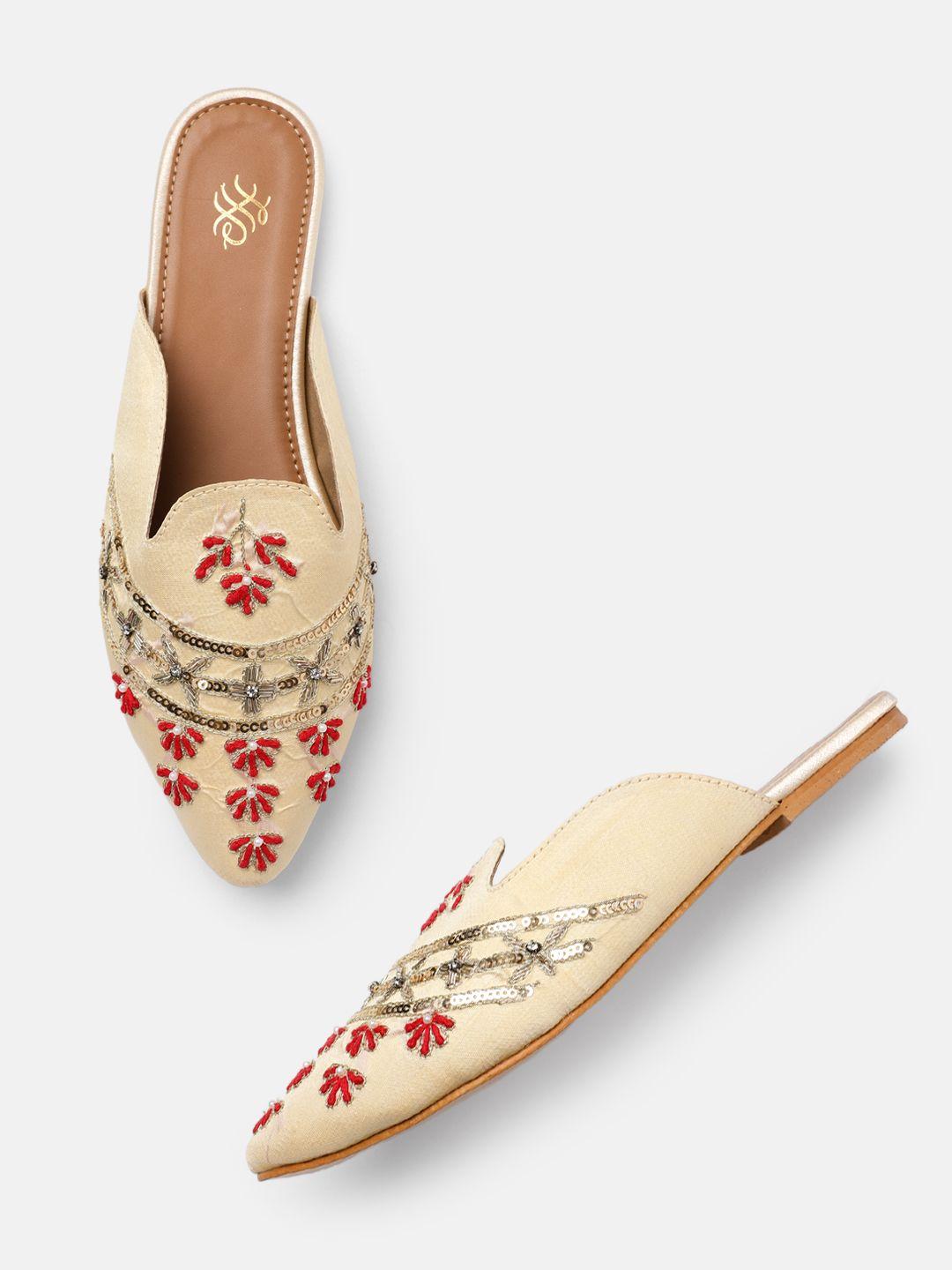 house of pataudi women handcrafted embellished ethnic mules