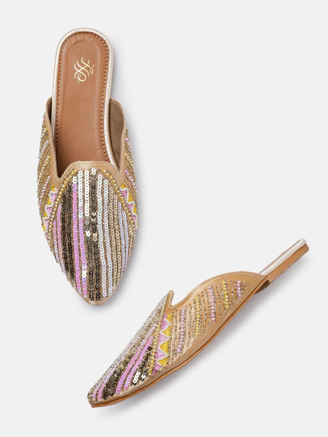 house of pataudi women handcrafted embellished ethnic mules