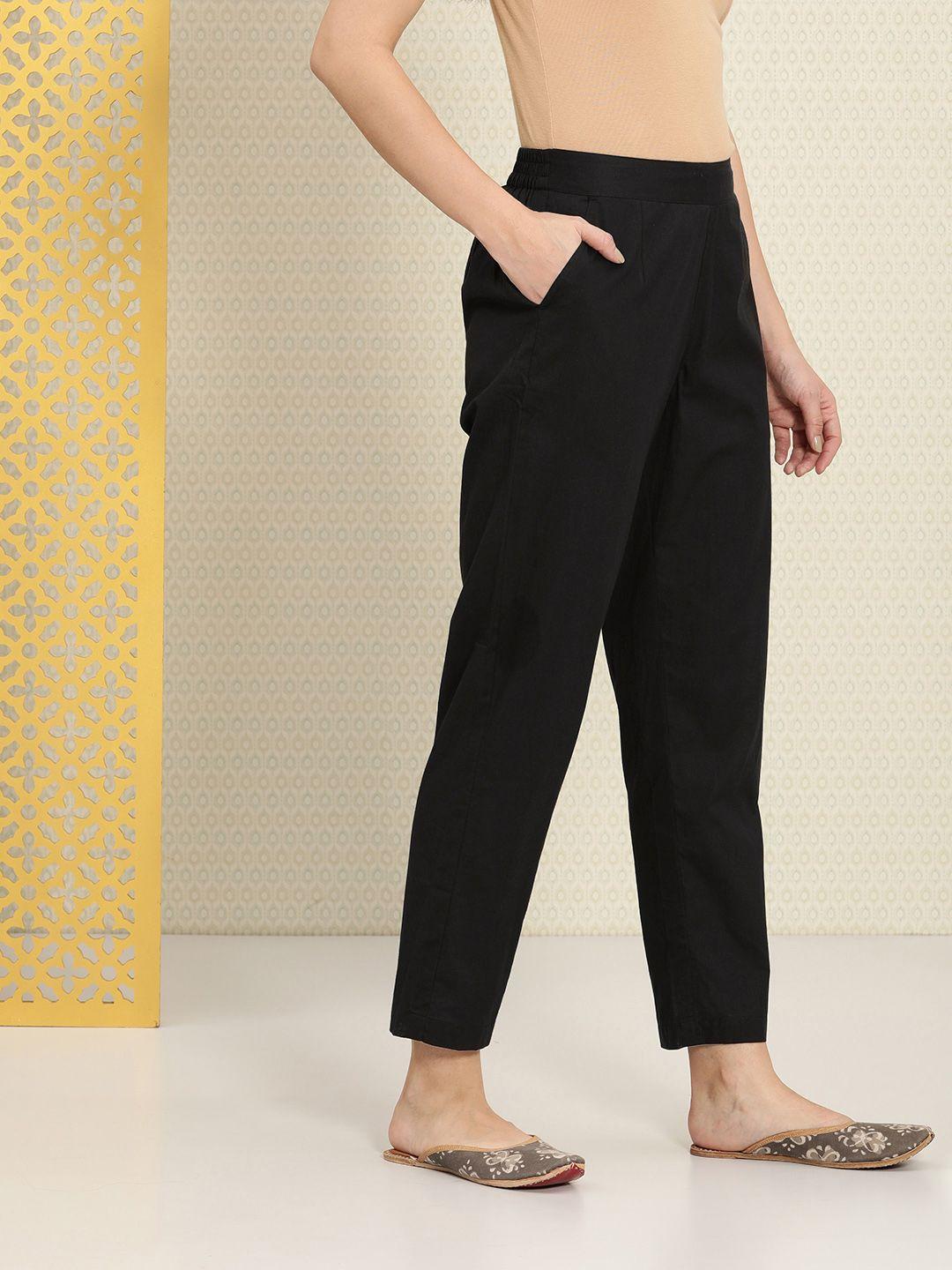 house of pataudi women rozana pure cotton trousers