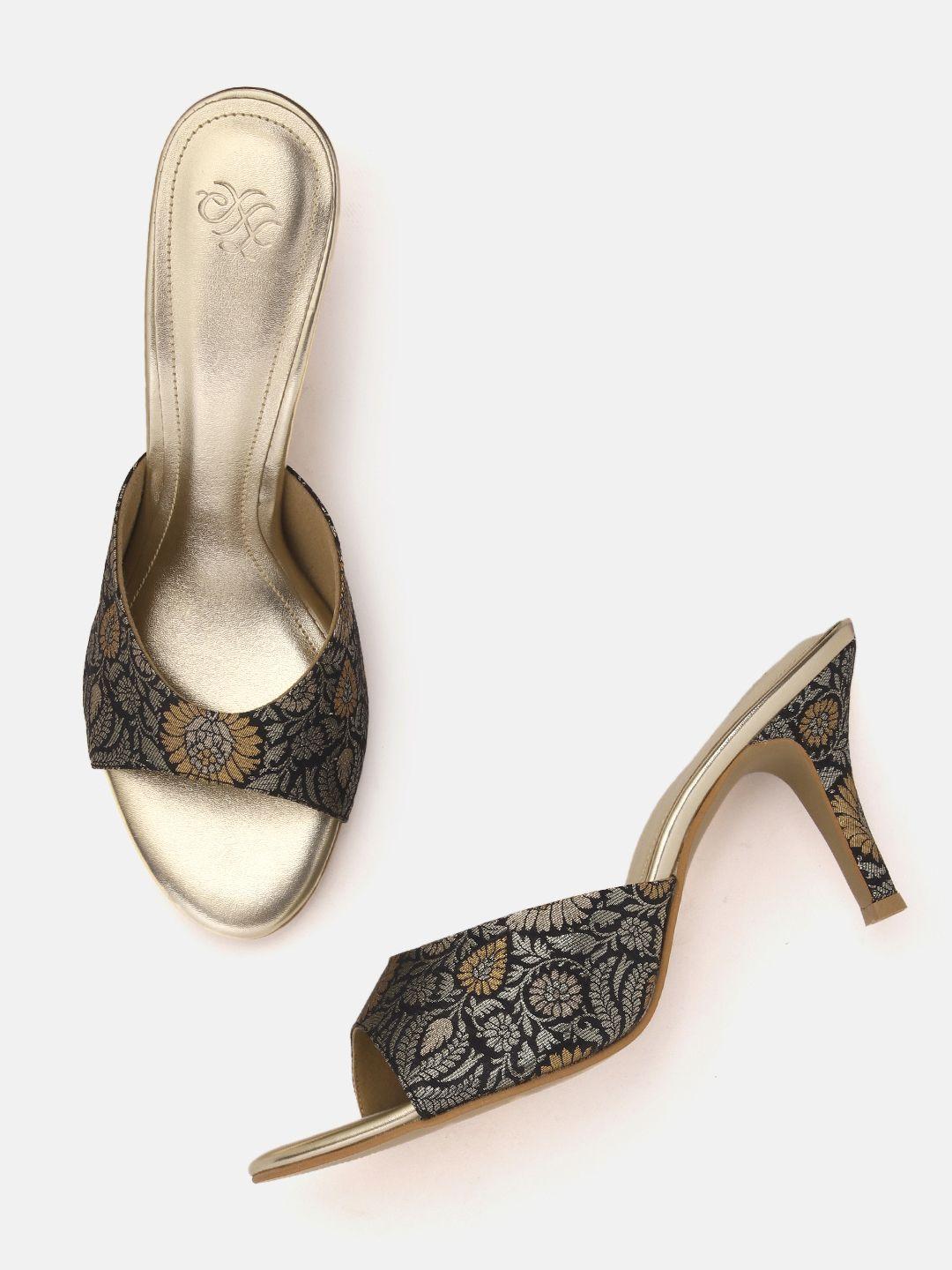 house of pataudi woven design ethnic slim heels