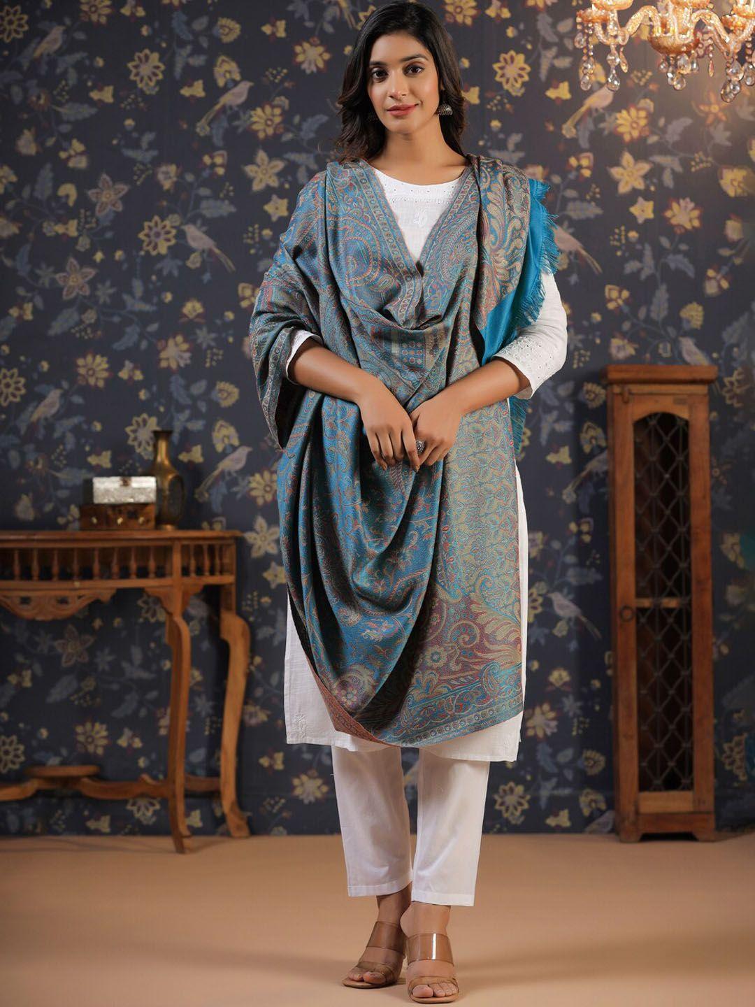 house of pataudi woven-designed shawl