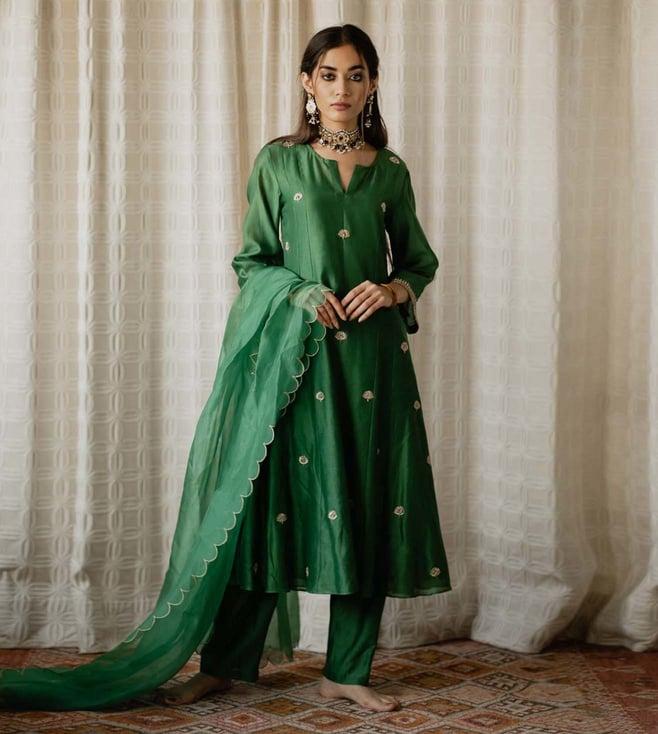 house of pink green devi ira kurta set