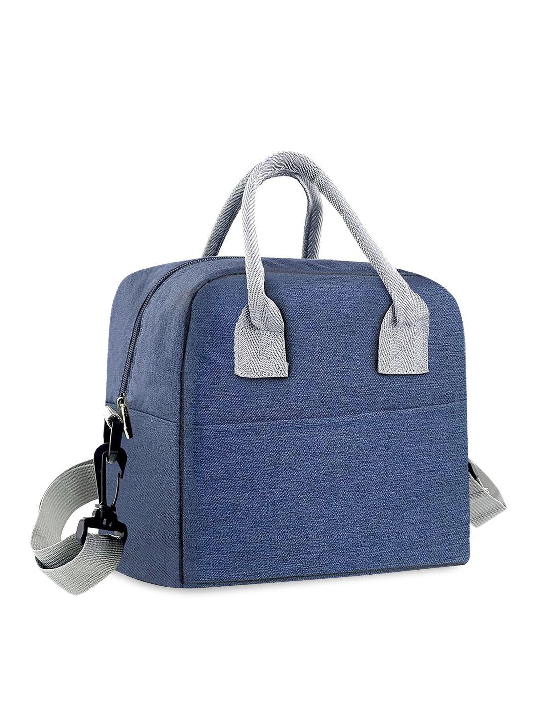 house of quirk blue solid insulated lunch bags with adjustable removable shoulder strap