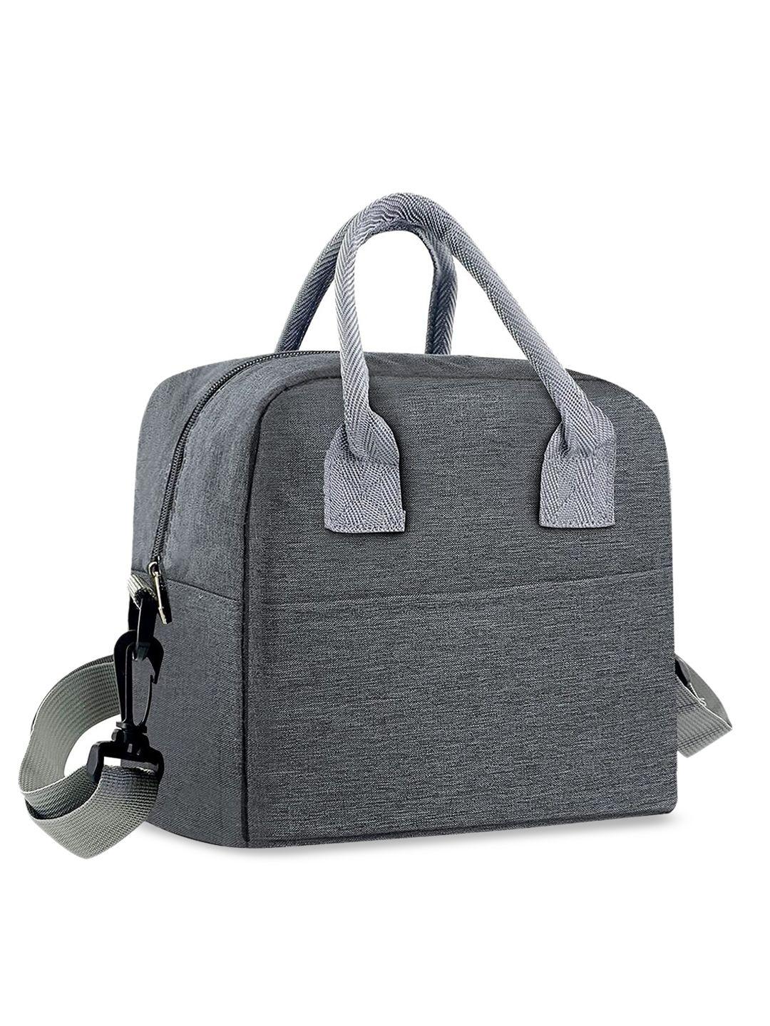 house of quirk grey solid insulated lunch bags with adjustable removable shoulder strap
