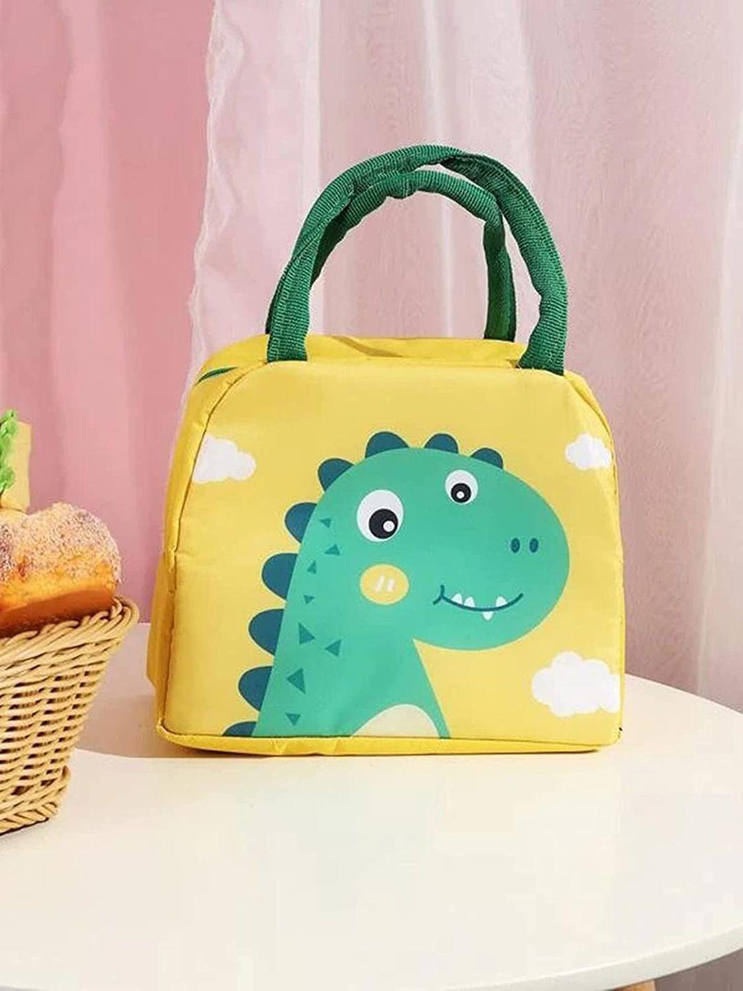 house of quirk yellow & green printed animal lunch bag