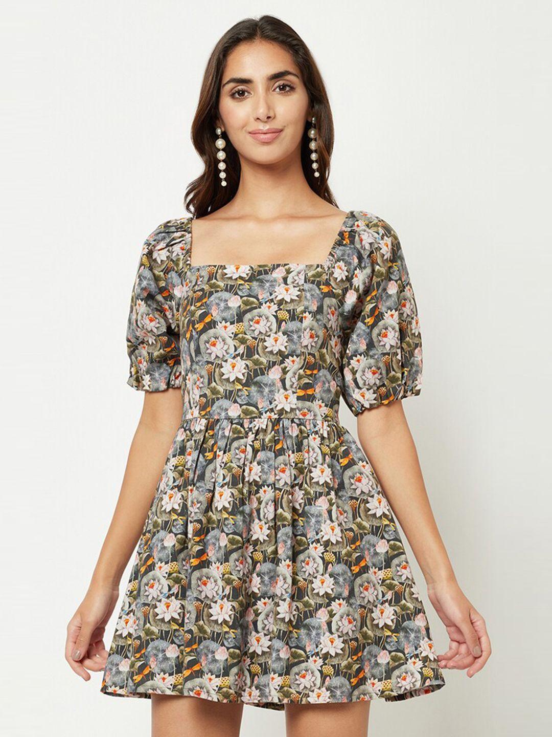 house of s black floral dress