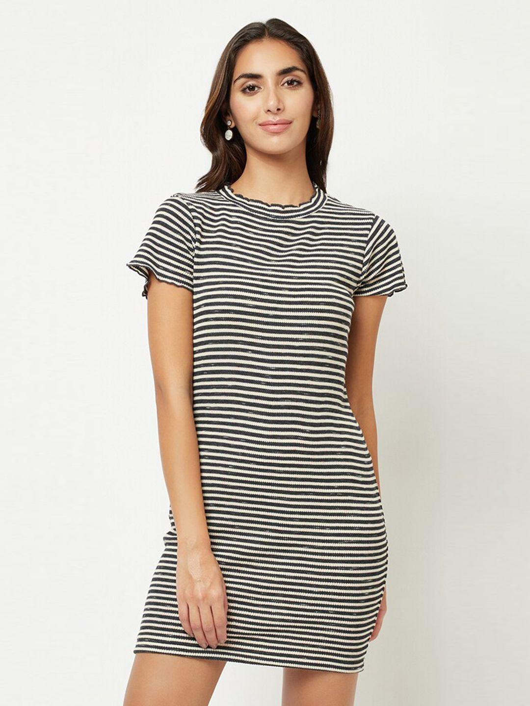 house of s black striped t-shirt dress