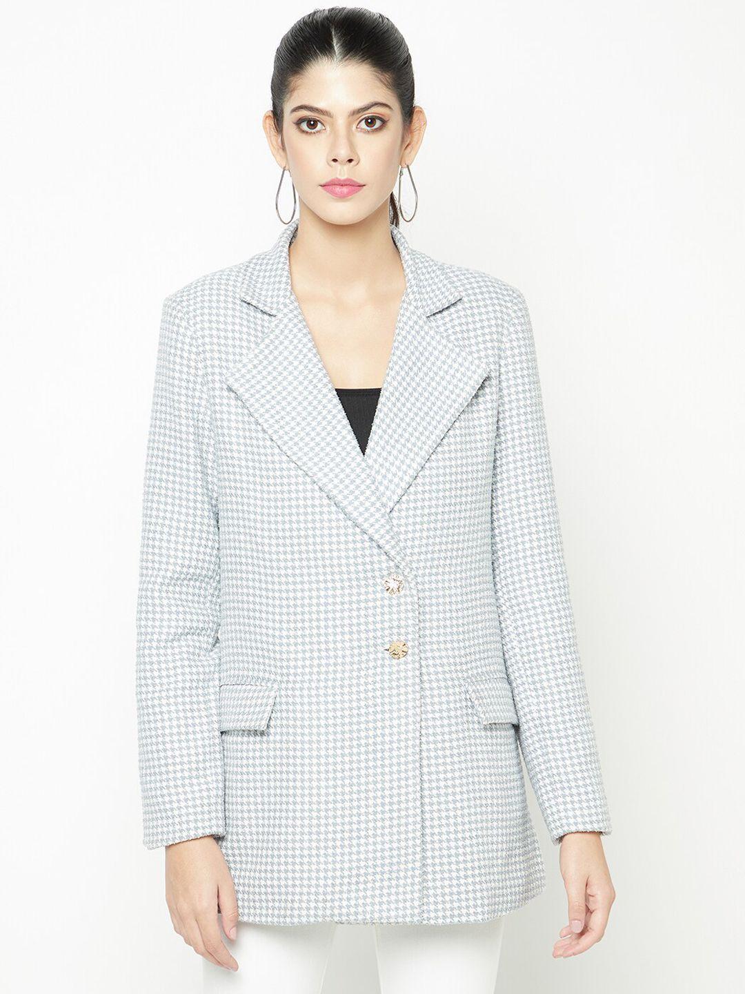 house of s checked double breasted casual blazer