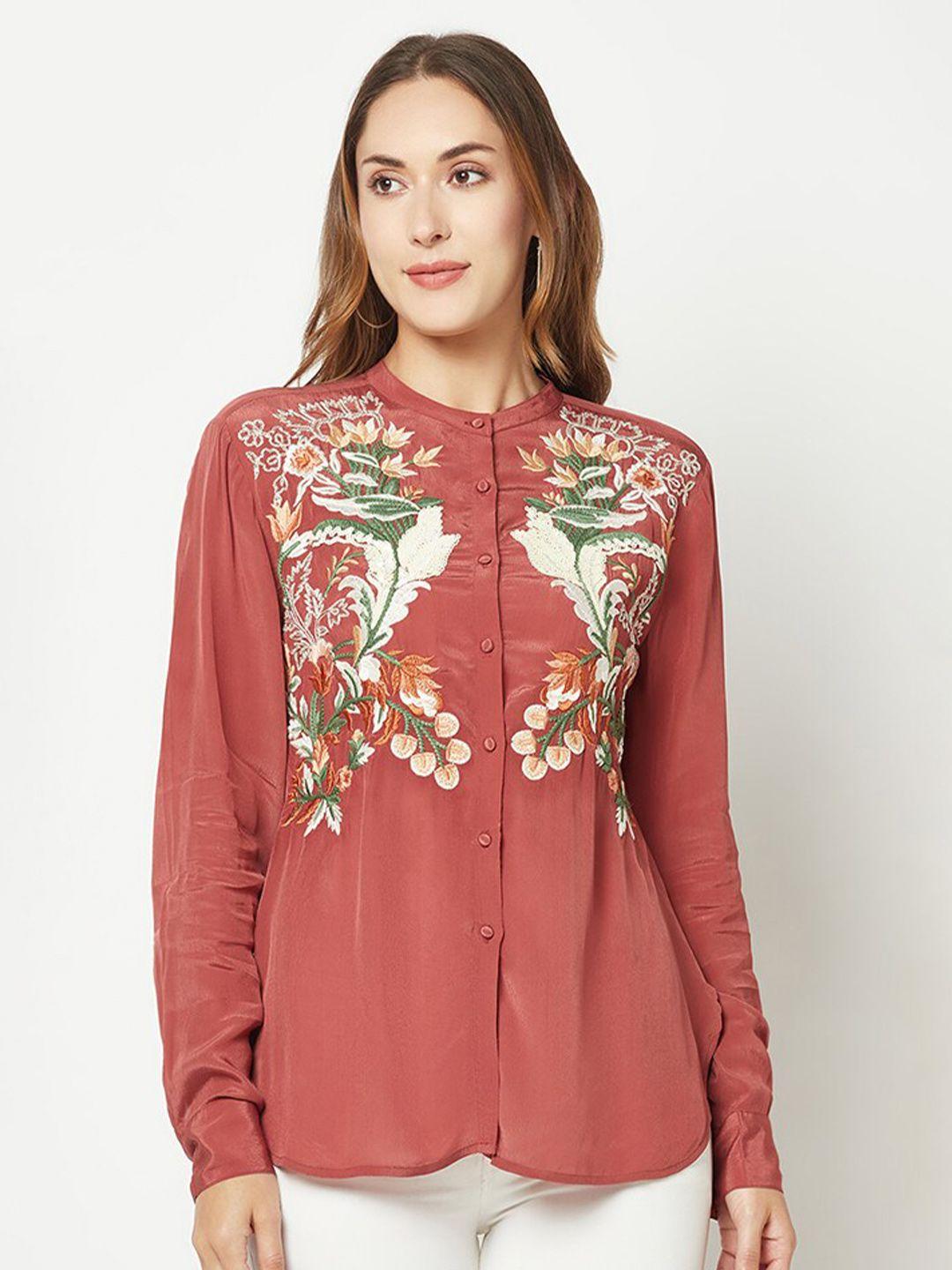 house of s floral printed knitted silk casual shirt