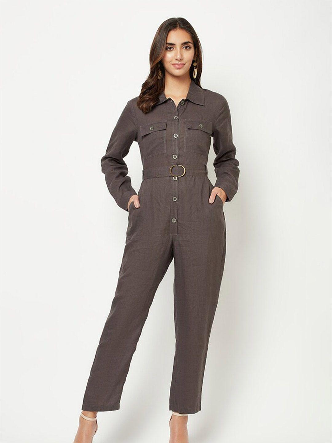 house of s grey linen basic jumpsuit