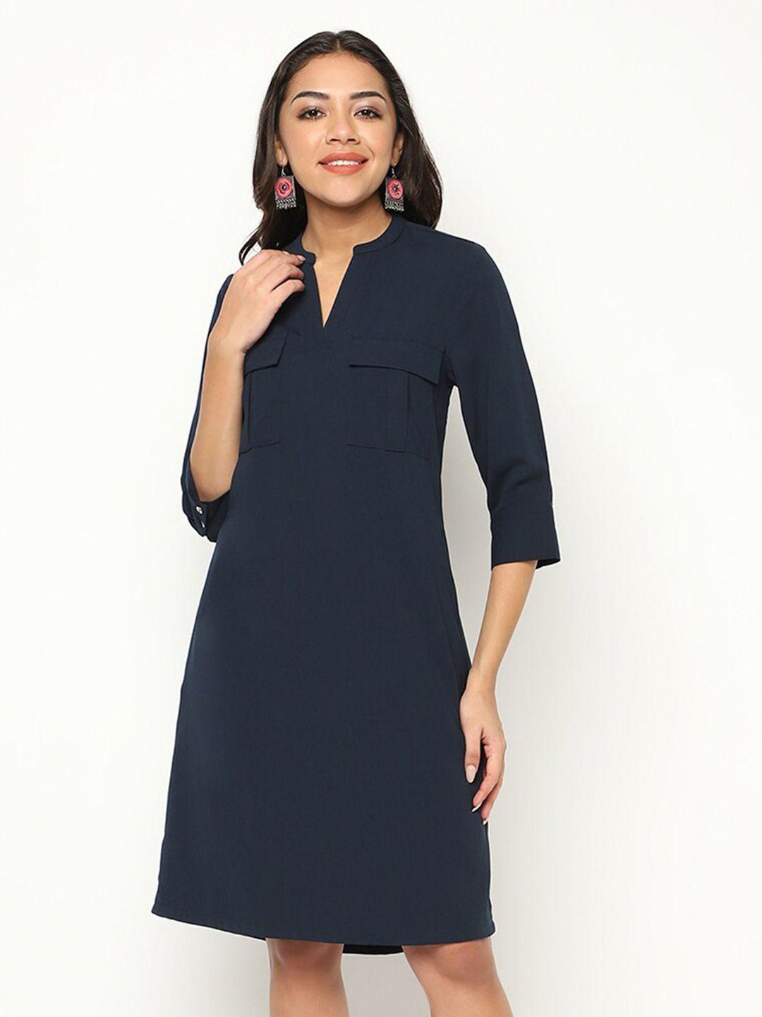 house of s mandarin collar a-line dress