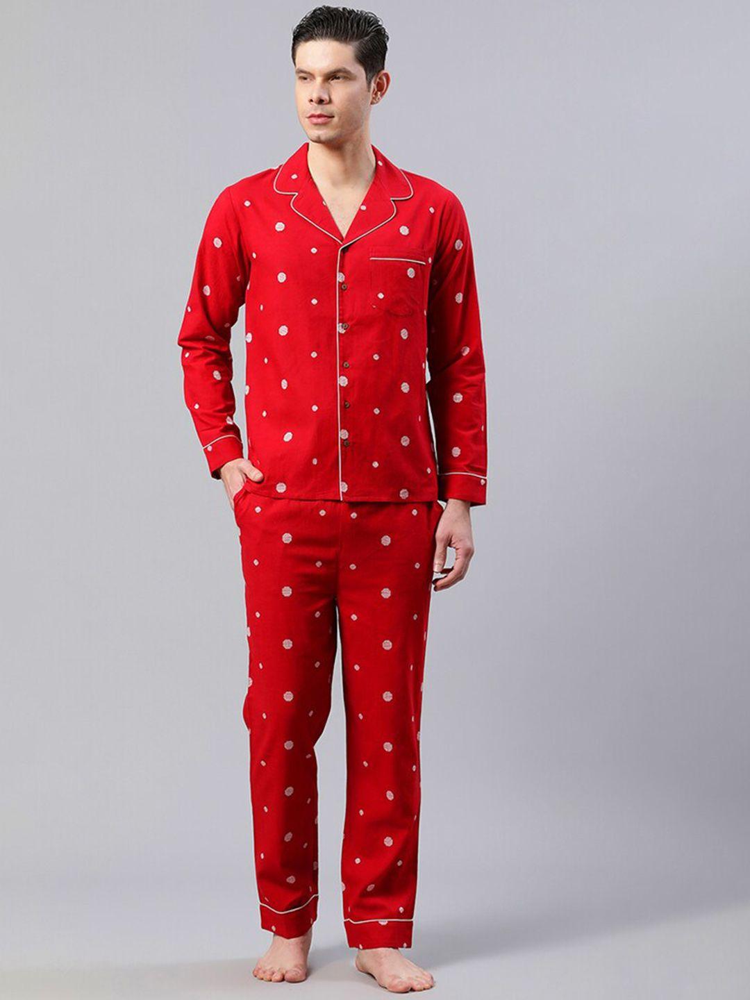 house of s men geometric printed night suit