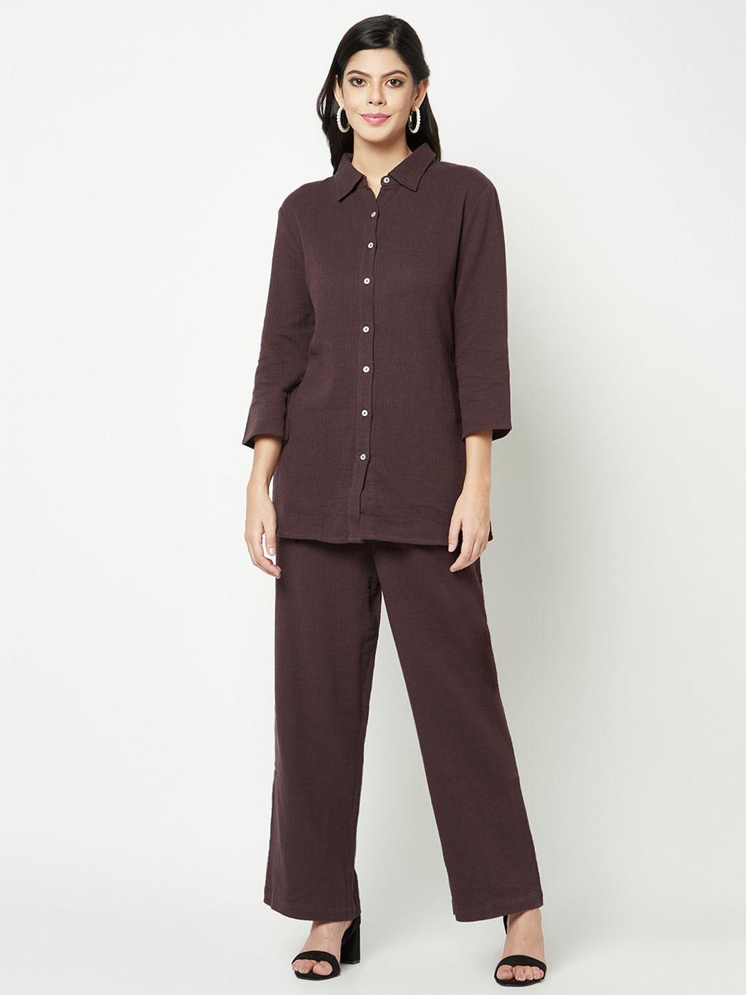 house of s spread collar top with trouser