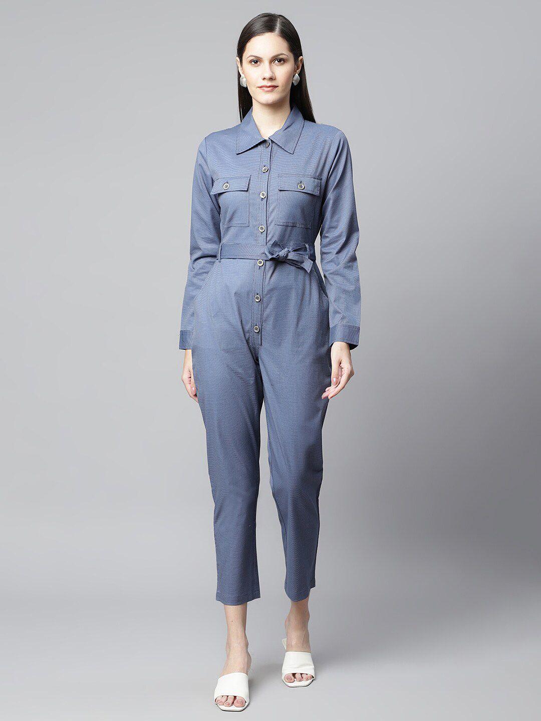 house of s women blue basic jumpsuit